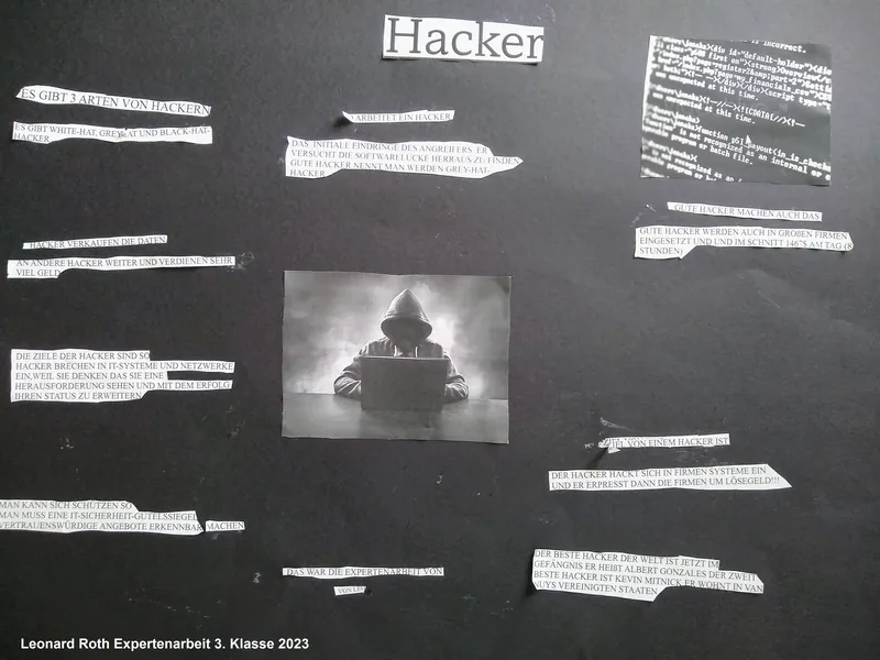 Schwarzweißbild mit dem Schriftzug Hacker
