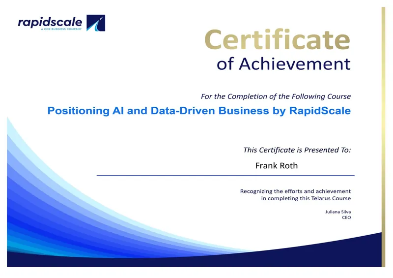 Rapidscale Certificate of Achievement für Frank Roth