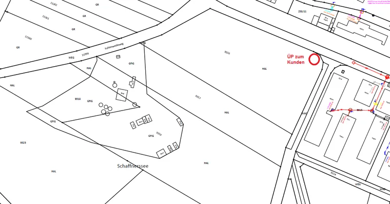 Lageplan mit eingezeichnetem Antennenstandort