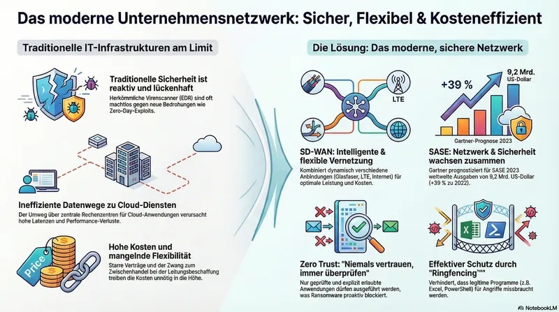 Infografik: Das moderne Unternehmensnetzwerk, sicher, flexibel und kosteneffizient